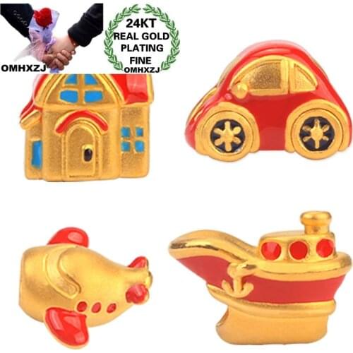 OMHXZJ CA317 Wholesale European Fashion Hot Party Birthday Gift House Car Plane Bracelet DIY Accessories 24KT Gold Pendant Charm