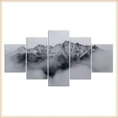 Posters Wall Art Home Decor for Living Room Painting Wall Art Anime Poster HD 5 Pieces Scenic Snow-capped and Lakes Pictures