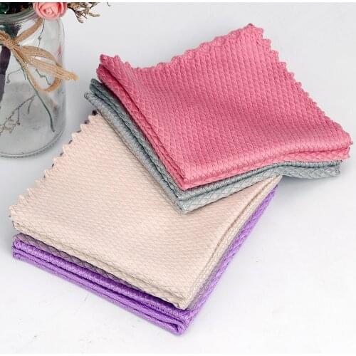 5Pcs 3Pcs Efficient Microfiber Fish Scale Wipe Cloth Anti-grease Wiping Rag Efficient Washing Dish Home Kitchen Cleaning Towel