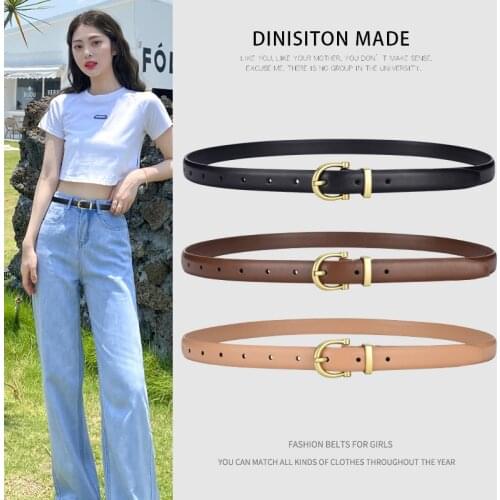 DINISITON Women’s Belt Genuine Leather Ladies Thin Belts For Women Luxury Brand High Quality Female Jeans Strap Fashion
