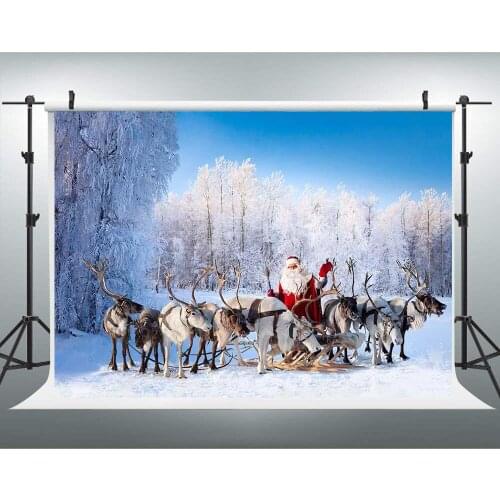 Christmas background 7x5ft photo photography background santa claus elk sleigh birthday party custom name winter studio backdrop