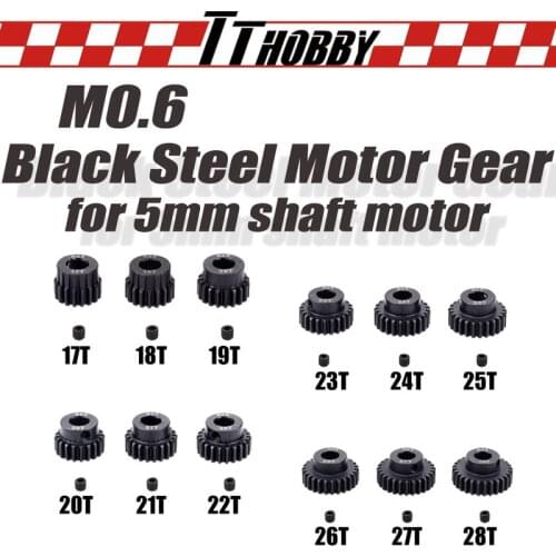 TTHOBBY Rc Motor Gear M0.6 Steel Metal Pinion 5mm Motor Gears Set 17T 18T 19T 20T 21T 22T 23T 24T 25T 26T 27T 28T for 1/8 RC Car