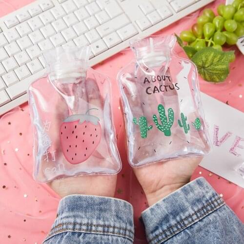 Cute Transparent Hot Water Bottle Warm Belly Treasure Cartoon Hand Warmer Filled Mini Explosion-proof Portable Hot Water Bags