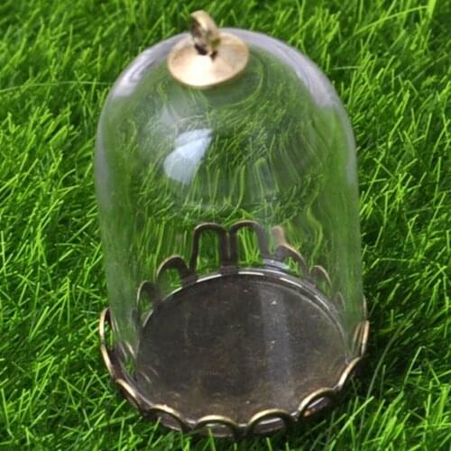 DIY Glass Cylinder Bottle Pendant 30X20mm with Bronze Base Memory Locket Wide Mouth Opening