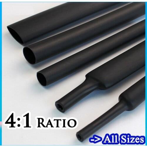 4/6/8/12/16/18/20/24/32/40/52MM 4:1 ratio Heat Shrink Tube with Glue Dual Wall Adhesive Tubing Sleeve Wrap Wire Cable kit