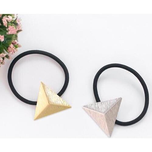 Triangle Vintage Cute Girls Hair Ties Ponytail Holder Rope Metal Hair Accessories Elastic Hair Bands For Women