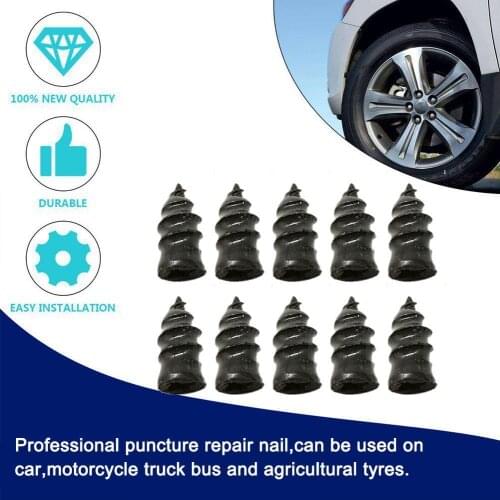 10Pcs Car Vacuum Tyre Repair Nail Tubeless Tyre Repair Rubber Nail For Motorcycle Self-tire Repair Tire Film Nail Bicycle Repair