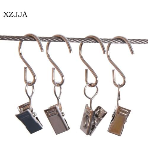 XZJJA 10PCS Metal Curtain Decorative Accessories Curtain Rod S-shaped Hook Clips Movable Portiere Shower Curtain Track And Clips