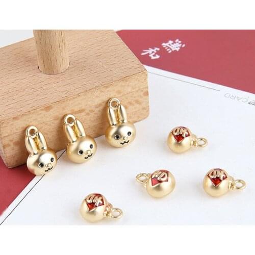 10pcs Chinese Style Cute Pendant Mini Series Natal Year Cartoon Mouse Money Bag Rabbit Earring For Girls Diy Handmade Jewelry