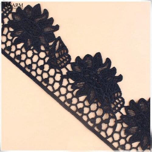 14yard black african lace fabric ribbon 9CM Water Soluble Lace Polyester Triple Thread Thickening garment accessories embroidery