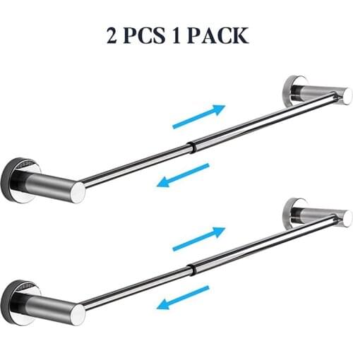 2Pcs Towel Rack 15.2 To 27.8 Inches Polished Chrome Towel Bars For Bathroom , Adjustable Towel Holder Retractable Rack