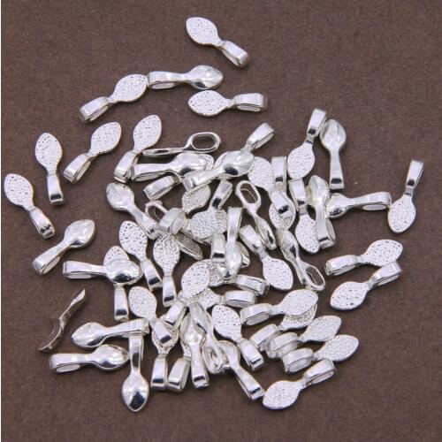 20pcs / set Tibetan Alloy Spoon Glue on Bails Flat Leaf Cushion Pendant Tone Bails DIY Jewelry Making Accessories