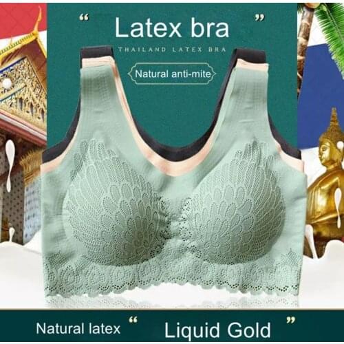 2020 Thailand Latex Underwear Womens Bra 5D Wireless Contour Lace Breathable Underwear Sleeveless Top Push Up Lingerie Padded