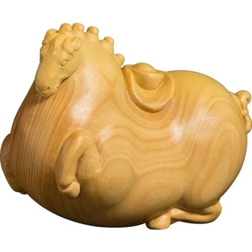 5/8cm Boxwood Carving Ingots Horse Sculpture Creative Man Toy Solid Wood Crafts Small Ornaments