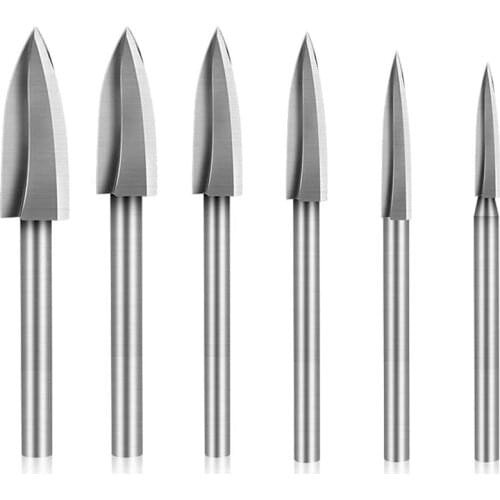 6PCS Wood Carving Tools Wood Carving and Engraving Drill Accessories Bit Milling Cutter Carving Root Rotary Tools
