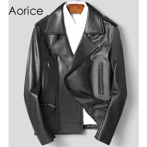 Aorice Men Genuine Sheep Skin Leather Jacket Coat Male Brand New Real Casual Leather & Suede Suit Jackets Coats MT173