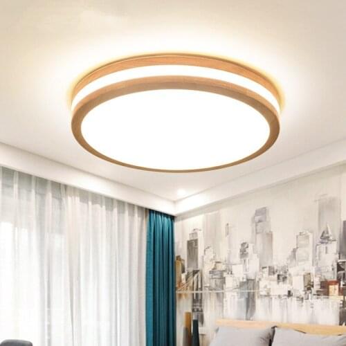 Free Shipping Modern Ceiling Light Beside Lamp For Living Room Solid Wood Lamps Round Led Thin Double Layer Hollow Ceiling Lamp