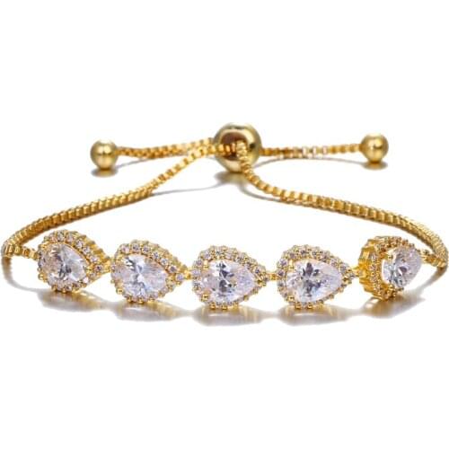 Bettyue Brand Tear Drop Lovers Shining Chain Link Gorgeous Bracelet for Women AAA Cubic Zircon Crystal Jewelry Wedding Gift