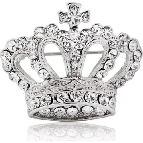 Shiny Crystal Rhinestone Crown Brooch Pin Wedding Favor Xmas Gift