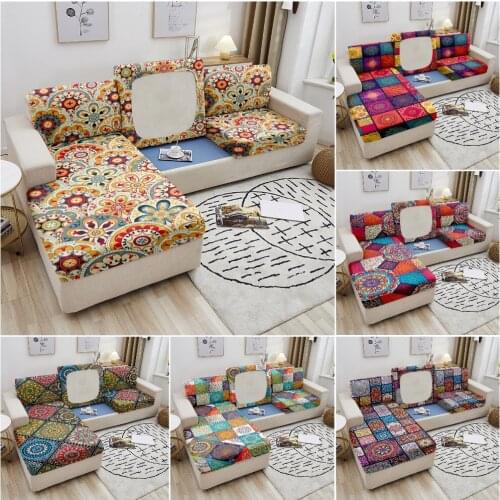 Mandala Sofa Seat Cover Bohemian Sofa Cushion Cover Elastic Corner Couch Seat Cushion Cover Funiture Protector Cover Slipcovers