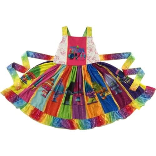 Children colorful twirls girls adorable printed fashion dress kids party dress