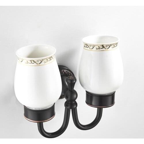 European style Toothpaste Toothbrush Holder Double Cup Storage Wall Mounten