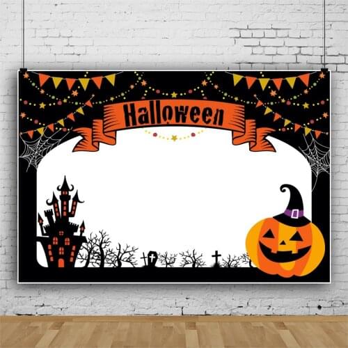 Photo Backdrops For Photography Happy Halloween Festivals Baby Cartoon Flags Castle Cartoon Banner Photo Background Photo Studio