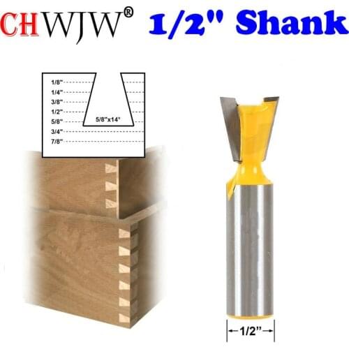 1pc Dovetail Router Bit - 5/8" x 14 Degree - 1/2" Shank Woodworking cutter Tenon Cutter for Woodworking Tools