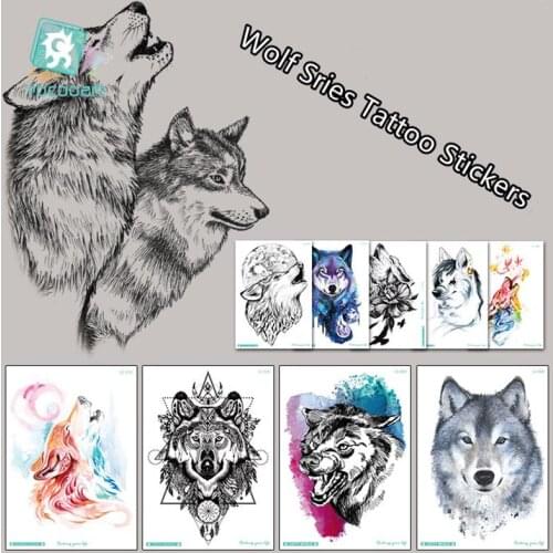 Personality Domineering Wolf Head Arm Body Art Water Transfer Waterproof Temporary Tattoo Sticker For Women Men Fake Tattoos