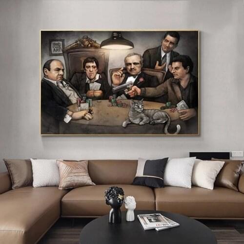 Classic Movie Godfather Gangsters Playing Art poster canvas painting wall picture posters and prints for living room Home decor