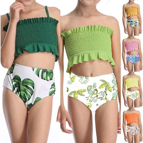 Girl Swimming Bikini Wear Flower Children Brand Hawaii Clothes Kids Swimwears Sister Brother Matching Girls Swimwear