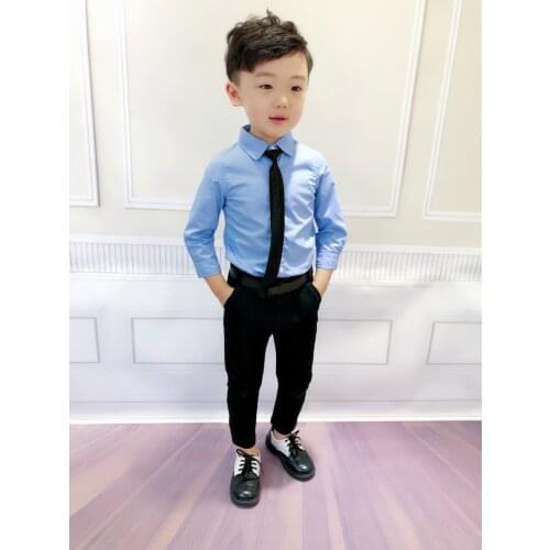 Boys Summer Shirt +Pants 2Pcs Clothing Set School Kids Uniforms Gentleman Party Suit Children Performance Birthday Dress