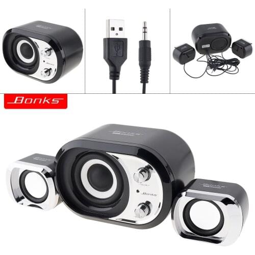 Bonks K11 Mini Multimedia Desktop Speaker Subwoofer with 3.5mm Audio Interface for Computer / Home Notebook Loudspeaker