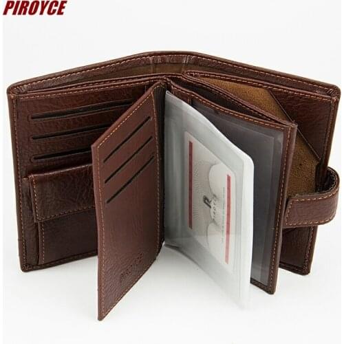 2 in 1 luxury brand Piroyce mens genuine leather business wallet clutch wallets money purse with passport cover and license case