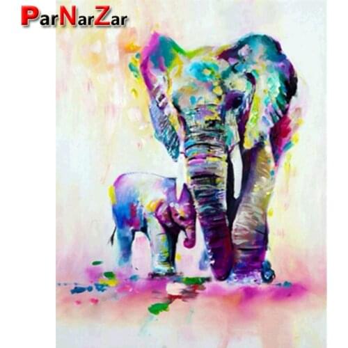 ParNarZar Elephant Diamond Painting 3D DIY Full Paste Drill Kits Rhinestone Diamond Cross Stitch Embroidery Kits