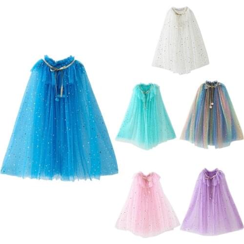 Colourful Princess Cape Cloaks for Little Girls Christmas Halloween Custome Cosplay Party Dress Shiny Sequin Shawl