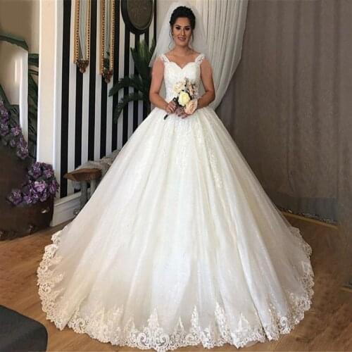 2021 Newest Dubai Wedding Dresses Gorgeous Lace Ball Gown Sweetheart Bridal Gown Custom Made Vestido De Casamento Robe De Mariee