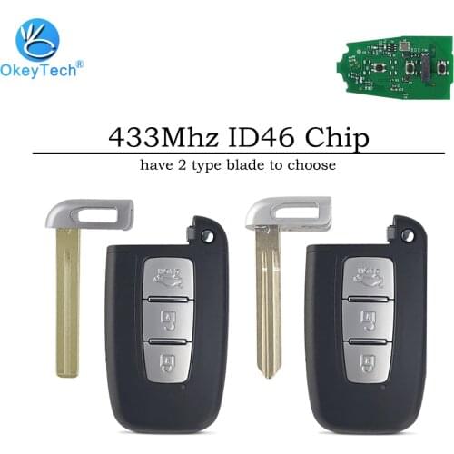 OkeyTech for Hyundai Tucson Santa Fe Ix35 Solaris Accent Getz Coupe Remote Smart Car Key Card with Insert Blade 433Mhz ID46 Chip