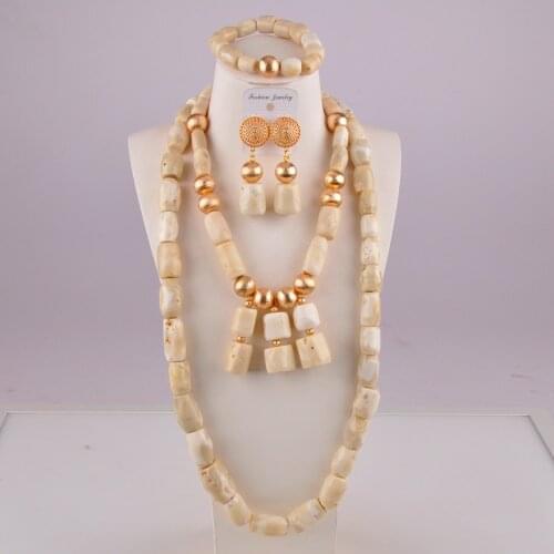 Original White Nigerian Coral Jewelry Set African Beads Set Jewelry C41-02