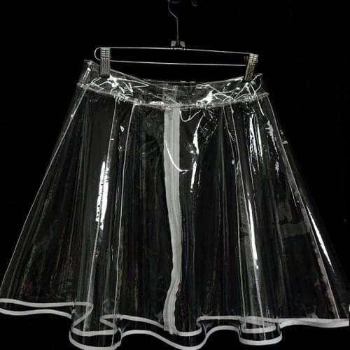 Autumn 2020 Transparent Crystal Glue Large A-line Skirt PVC Skirt Plastic Trumpet Skirt Female Plus Size Skirts Womens Harajuku