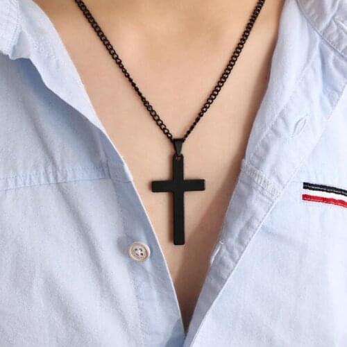 Vintage Gothic Pendants Cross Necklace Cool Street Style Necklaces For Men Women Unusual Chain On the Neck Chains Punk Jewelry