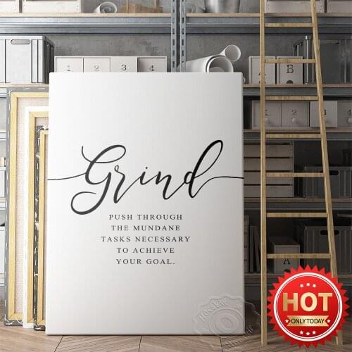 Modern Grind Definition Simple Poster, Entrepreneur Boss Office Inspirational Quotes Wall Picture, Minimalism Room Decor Mural