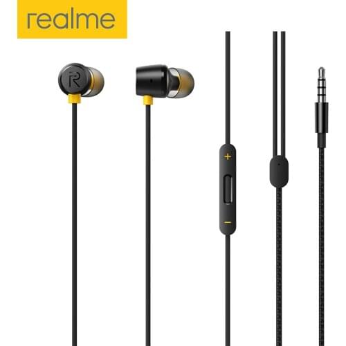 Realme Buds 2 Wired-3.5mm Earphones 1.4m With Mic Built-in Magnets Tangle-Free Remote and Microphone Wire Control Sports Headset