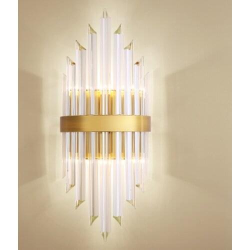 Luxury design crystal wall sconce gold applique murale luminaire AC110V 220V lustre living room bedroom wall light