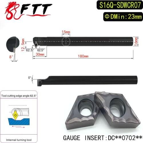 S16Q-SDWCR07 62.5 Degrees Internal Turning Tool Holder For DCMT070204 DCMT070208 Insert Internal Boring Bar Lathe Machine