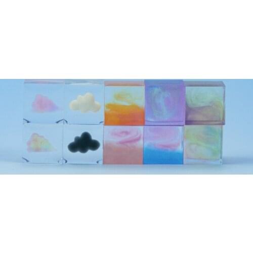 Chic Transparent Resin Cube Creative Handmade Ornament Fascinating Clouds Sunset Glow Room Desktop Decoration Accessories Gift