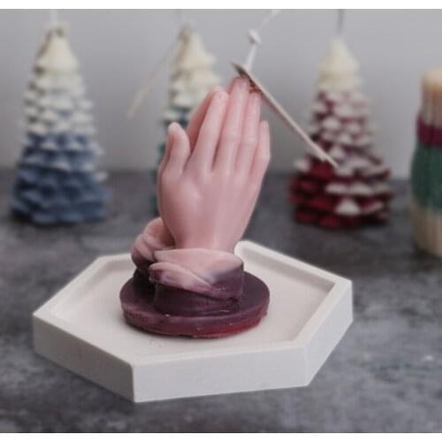 Hands Folded Prayer Scented Candle Silicone Mold Three-dimensional Palm Goodbye DIY Epoxy Plaster Decoration Mold