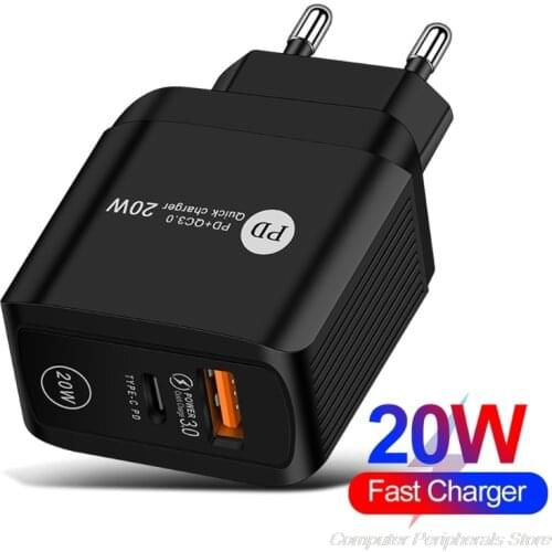 Universal Quick Charge 3.0 PD USB Charger 20w Type C Fast Charger Power Adapter Travel Charging Head US/UK/EU Plug M26 21