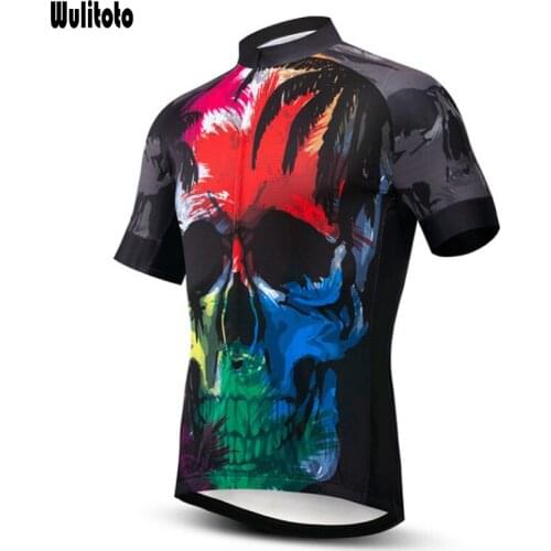 WULITOTO The New skull Short Sleeve MTB Breathable team Cycling clothing Jersey For Men bike jersey