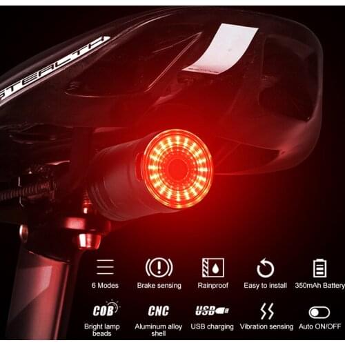 Bicycle Smart Auto Brake Sensing Light USB Rechargeable LED Rear Light MTB Road Bike Rainproof Safety Warning Cycling Taillight